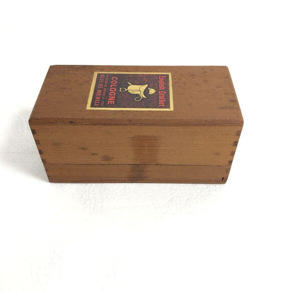 Vintage English Leather Cologne Box Collectible Wooden Storage Box Bathroom Deco - Picture 3 of 8